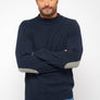 Round neck sweater, buttoned shoulder - Navy - 100% recycled