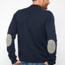 Round neck sweater, buttoned shoulder - Navy - 100% recycled