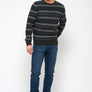Round neck sweater - striped - 100% recycled