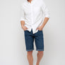 Short jean recyclé - Coupe droite - Ton foncé