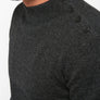 Pull col rond, boutonné épaule - Anthracite - 100% recyclé