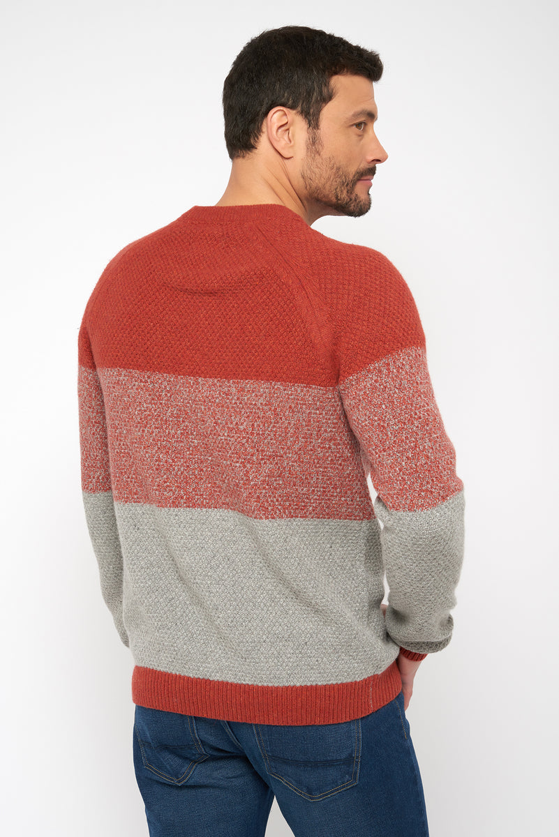 Pull col rond uni vert kaki coton laine et cachemire – Serge Blanco Pull col rond uni vert kaki coton laine et cachemire – Serge Blanco