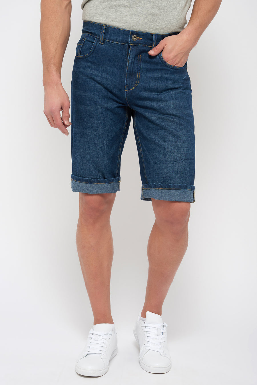 Recycled jean shorts - Straight fit - Dark Tone