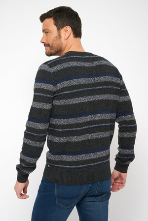 Round neck sweater - striped - 100% recycled