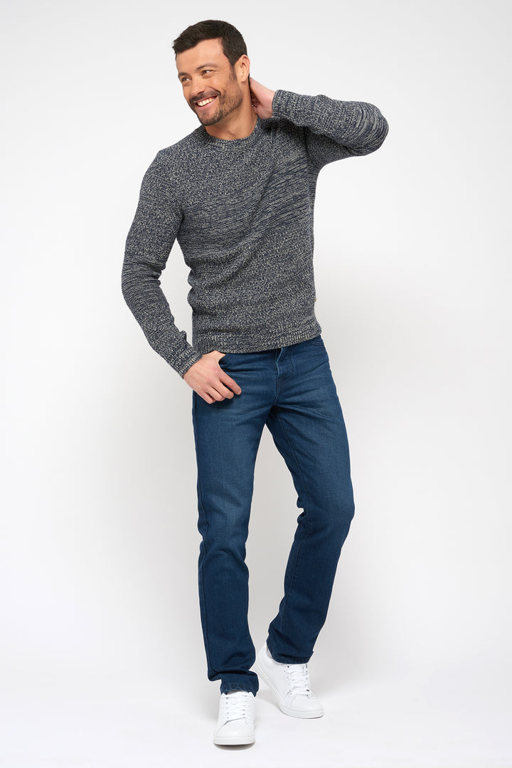 Round Neck Sweater - Grey blue - 100% recycled