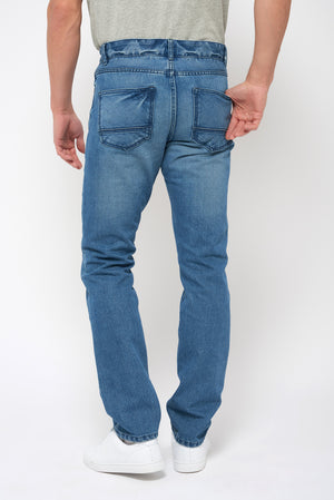 Pantalon jean recyclé - Coupe droite - Ton clair