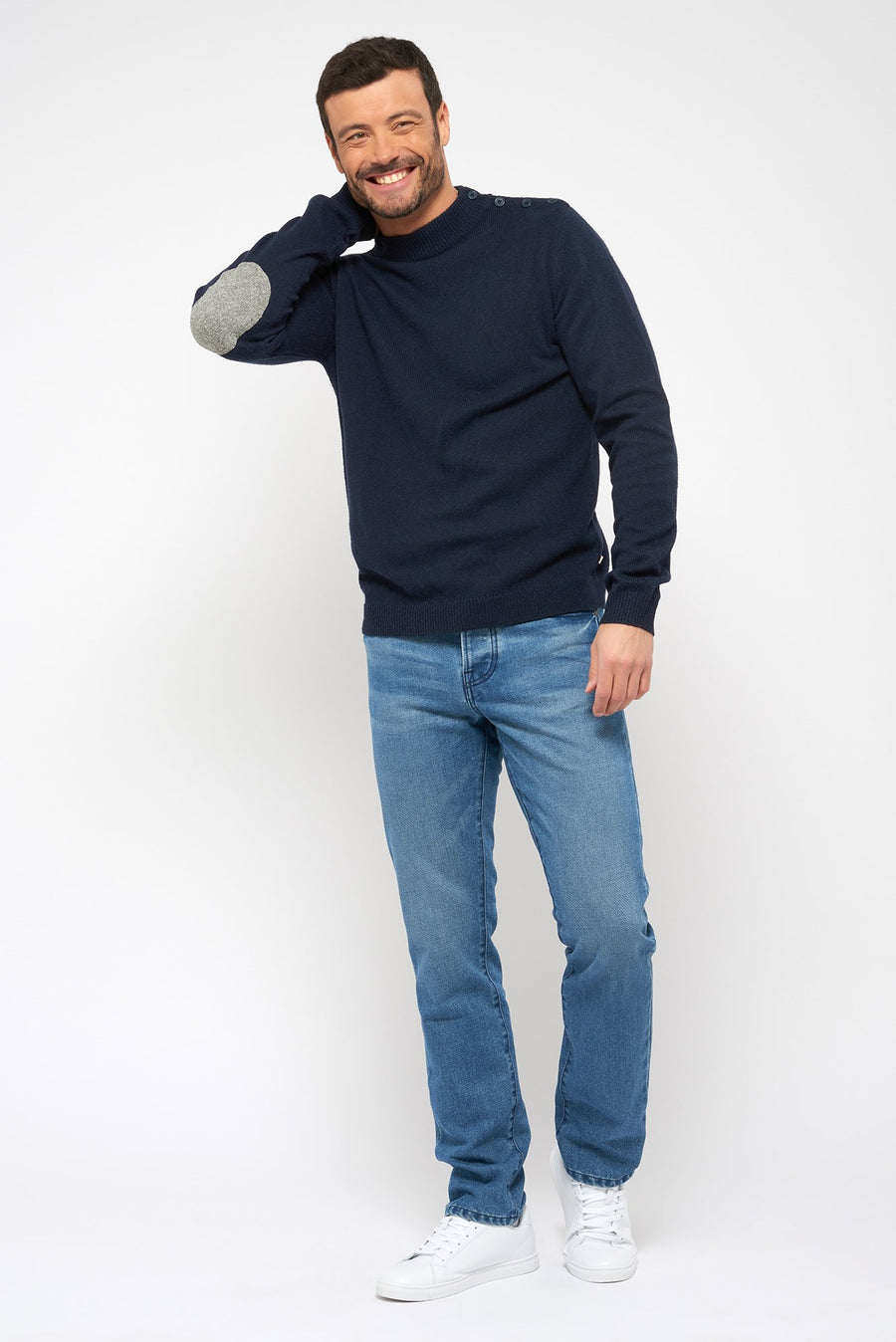 Pull en maille texturée col rond bleu marine homme | La Halle Pull en maille texturée col rond bleu marine homme | La Halle